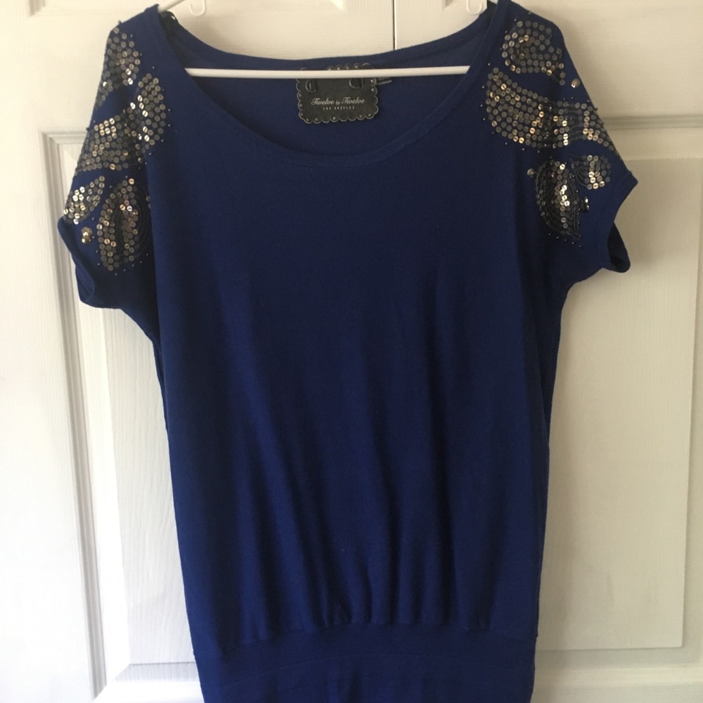 Royal blue tunic with beautiful sequin detail